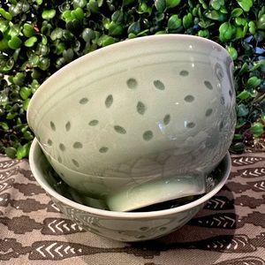 2 Petite Mint Bowls- Rice Grain Porcelain